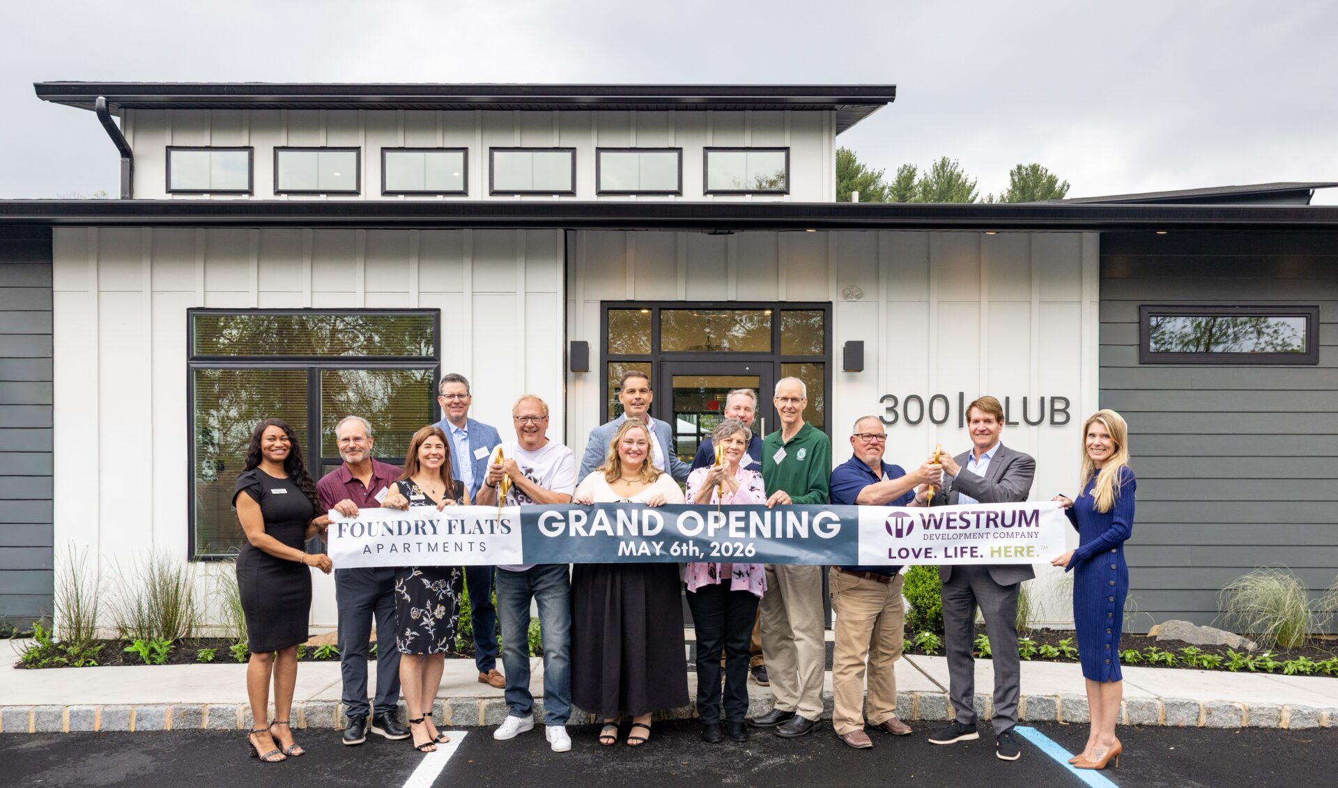 Westrum employees at grand opening of Foundry Flats